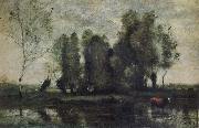 Jean Baptiste Camille  Corot, Trees amidst the Marsh